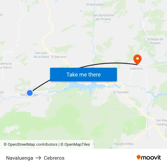 Navaluenga to Cebreros map