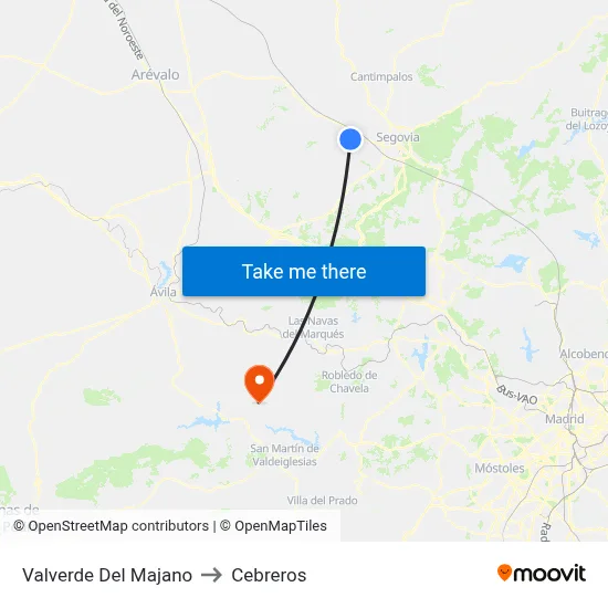 Valverde Del Majano to Cebreros map