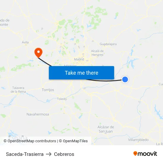 Saceda-Trasierra to Cebreros map