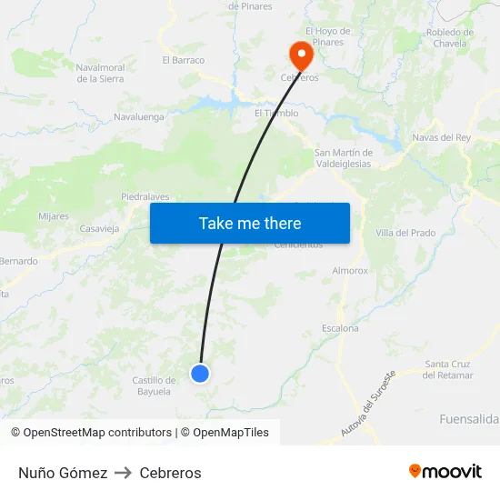 Nuño Gómez to Cebreros map