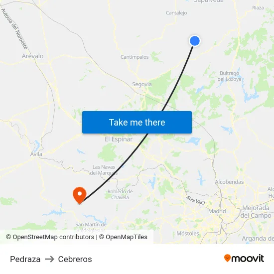 Pedraza to Cebreros map