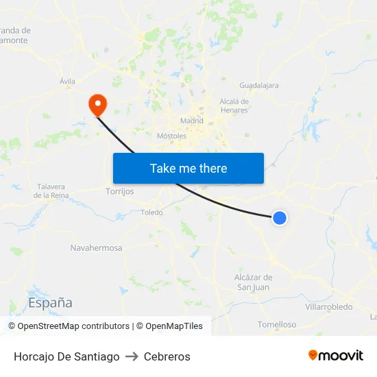 Horcajo De Santiago to Cebreros map