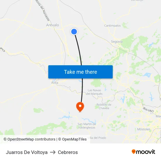 Juarros De Voltoya to Cebreros map