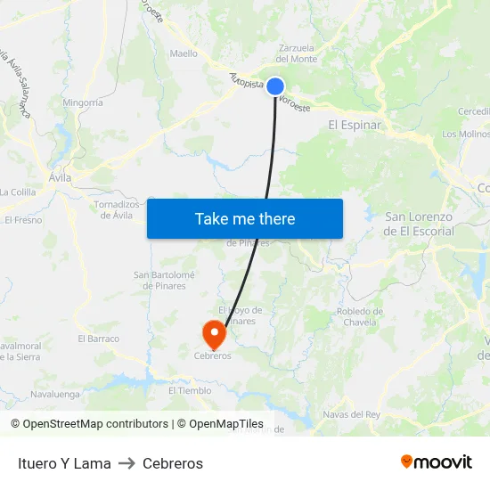 Ituero Y Lama to Cebreros map