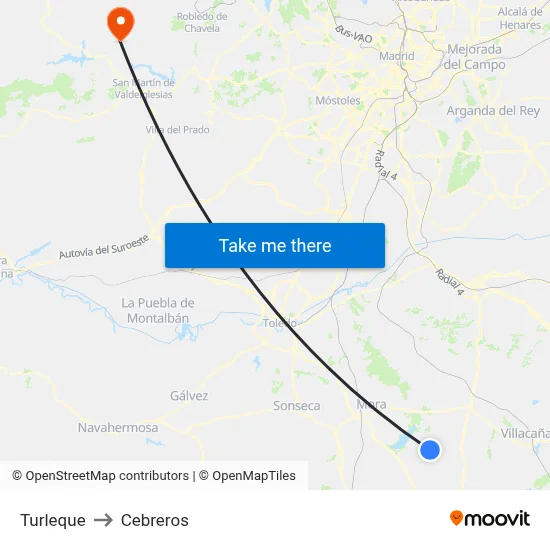 Turleque to Cebreros map