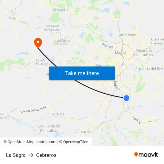 La Sagra to Cebreros map