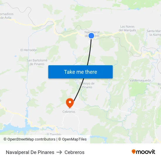 Navalperal De Pinares to Cebreros map