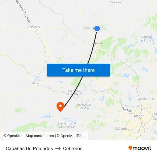 Cabañas De Polendos to Cebreros map