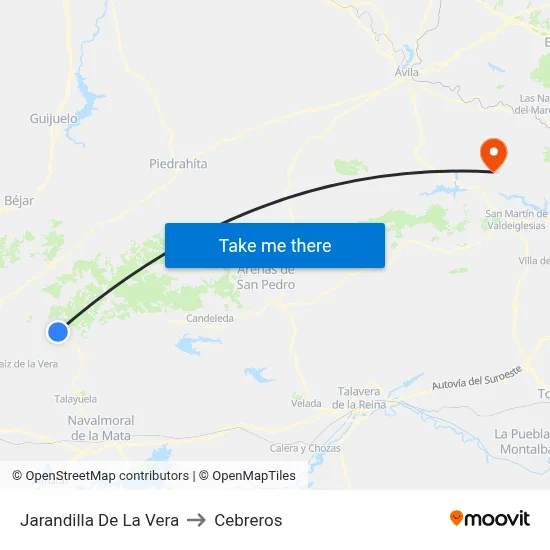 Jarandilla De La Vera to Cebreros map