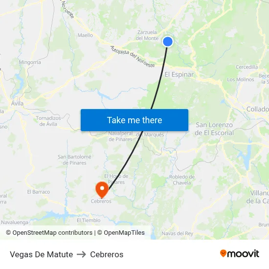 Vegas De Matute to Cebreros map
