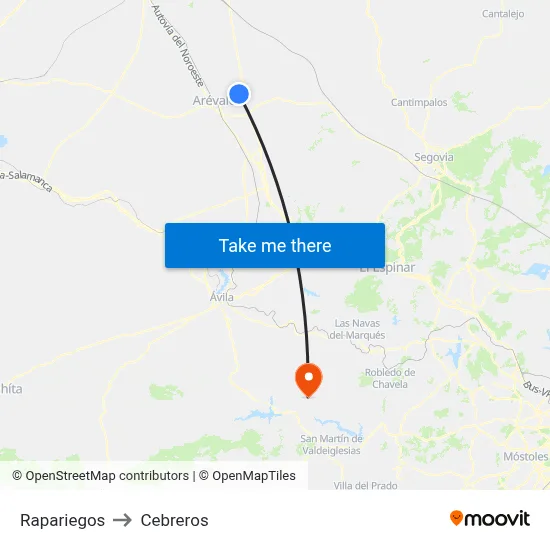 Rapariegos to Cebreros map