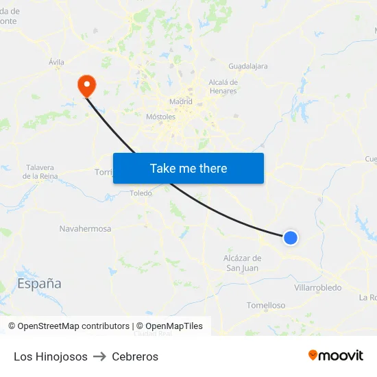 Los Hinojosos to Cebreros map