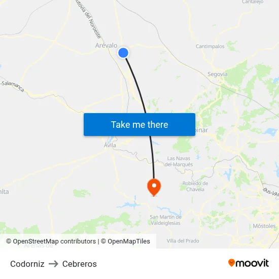 Codorniz to Cebreros map