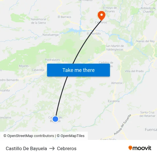 Castillo De Bayuela to Cebreros map