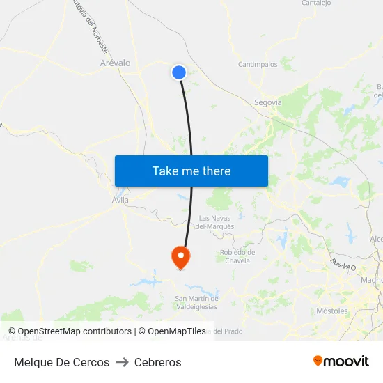 Melque De Cercos to Cebreros map