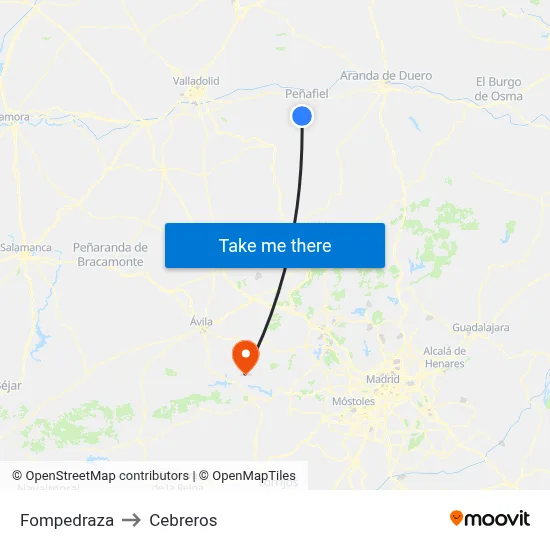 Fompedraza to Cebreros map