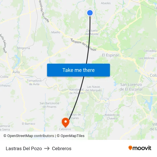 Lastras Del Pozo to Cebreros map