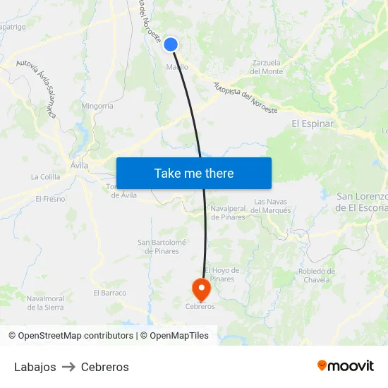 Labajos to Cebreros map