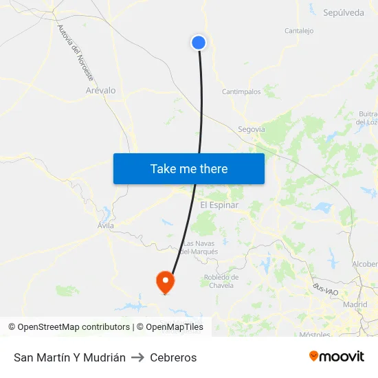 San Martín Y Mudrián to Cebreros map