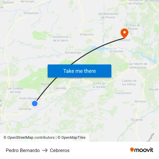 Pedro Bernardo to Cebreros map