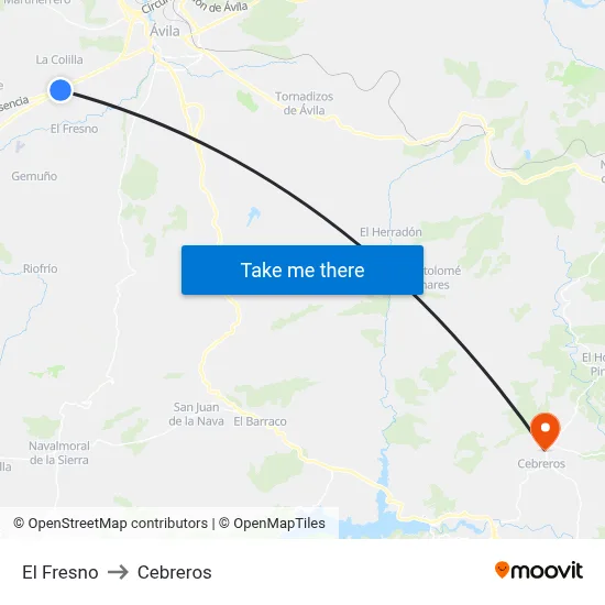 El Fresno to Cebreros map