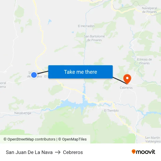 San Juan De La Nava to Cebreros map