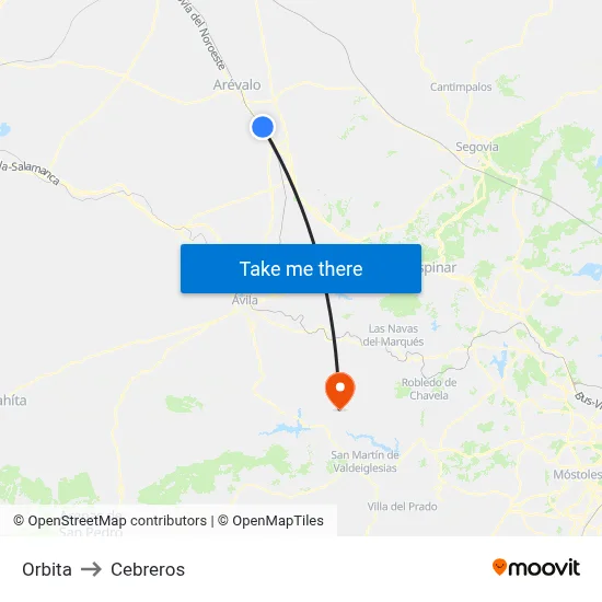 Orbita to Cebreros map