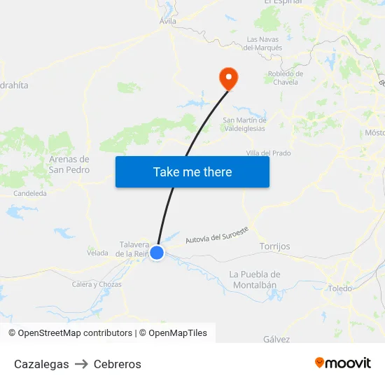 Cazalegas to Cebreros map
