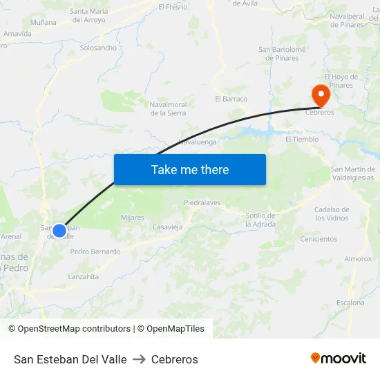 San Esteban Del Valle to Cebreros map