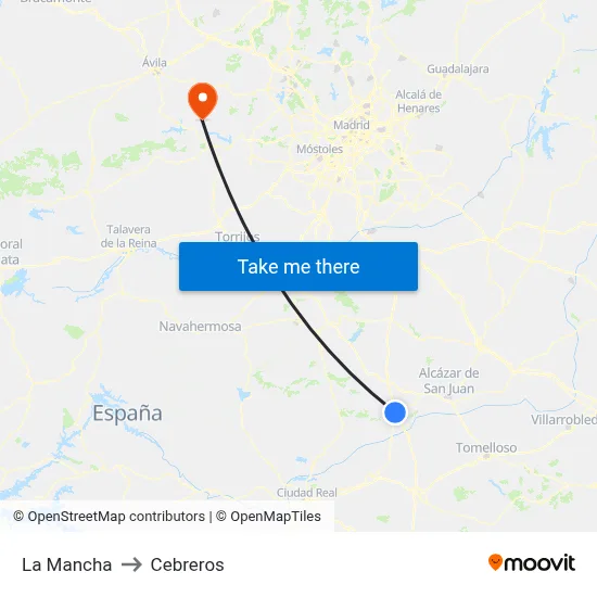 La Mancha to Cebreros map