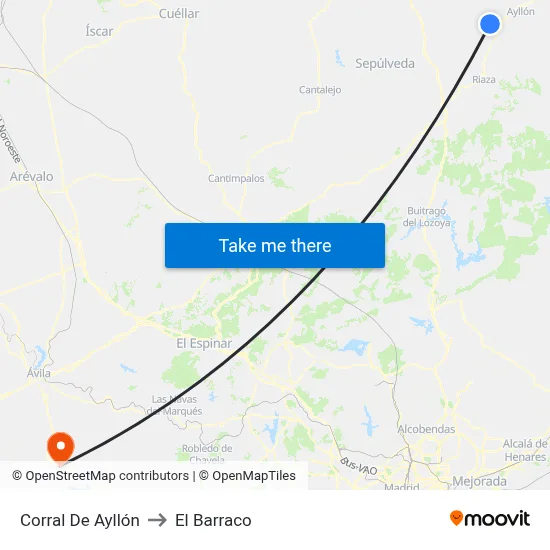 Corral De Ayllón to El Barraco map
