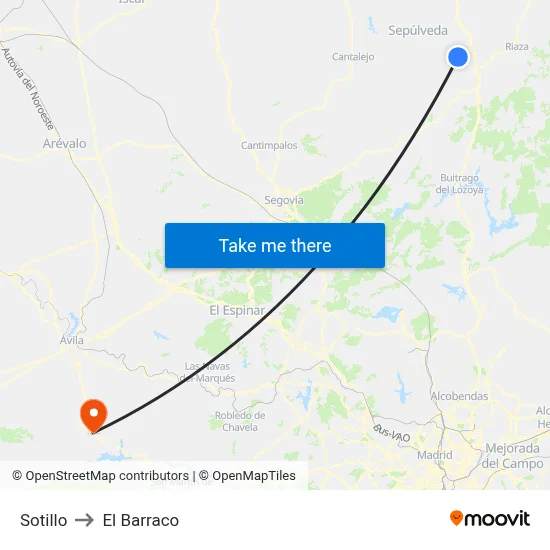 Sotillo to El Barraco map