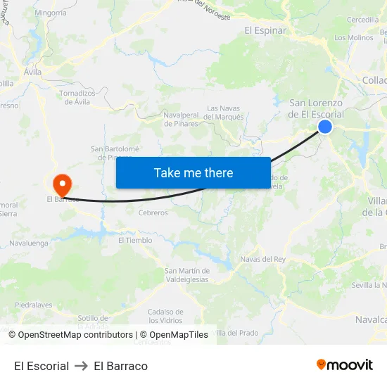 El Escorial to El Barraco map
