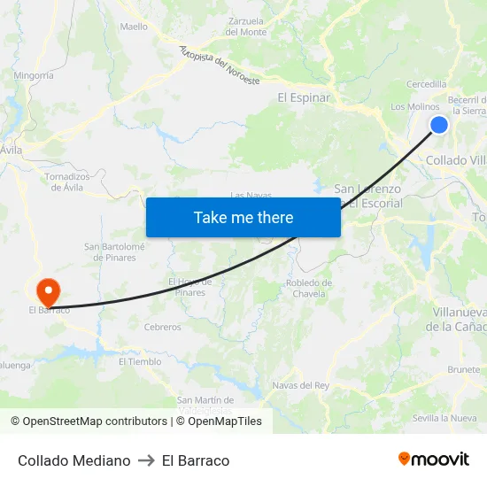Collado Mediano to El Barraco map