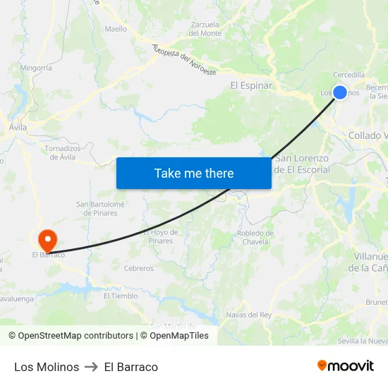 Los Molinos to El Barraco map