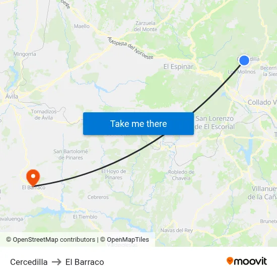 Cercedilla to El Barraco map
