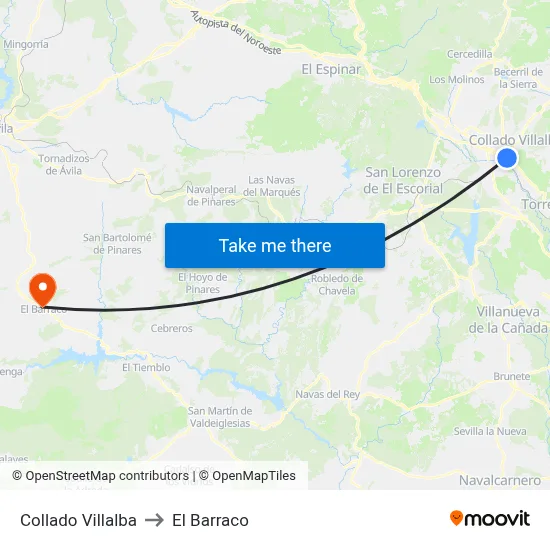 Collado Villalba to El Barraco map