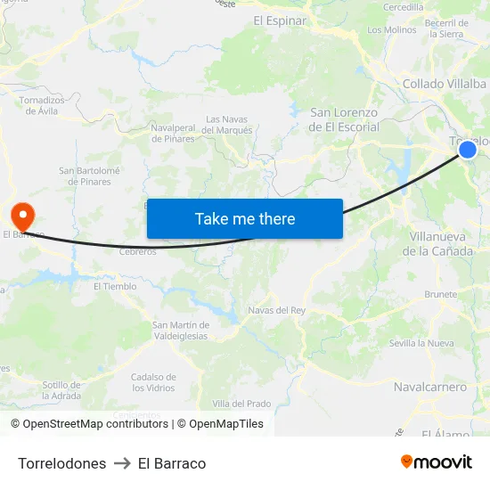 Torrelodones to El Barraco map