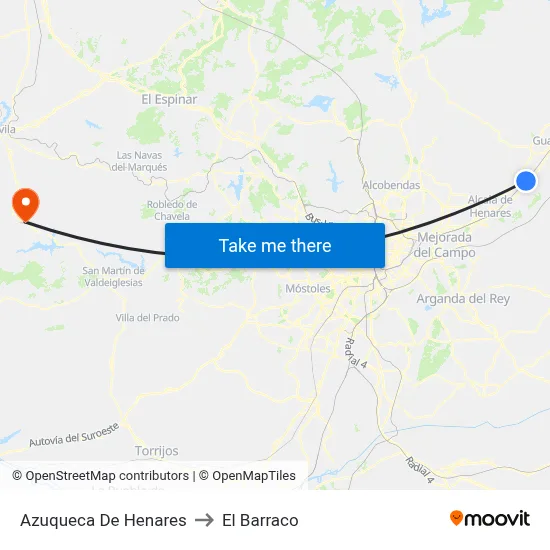 Azuqueca De Henares to El Barraco map