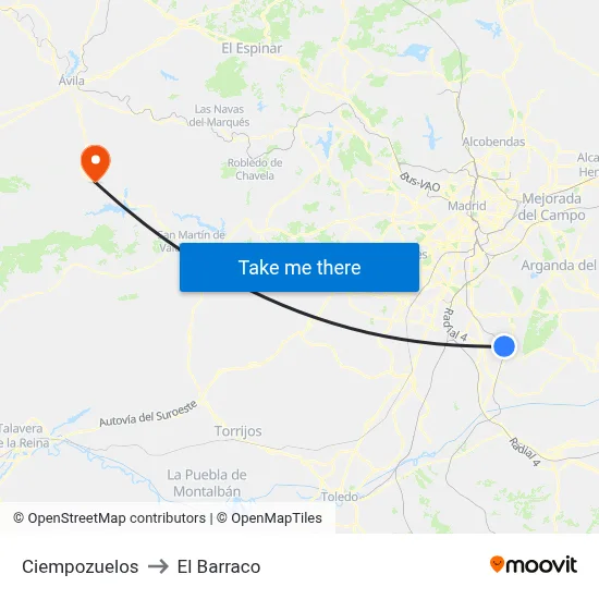 Ciempozuelos to El Barraco map