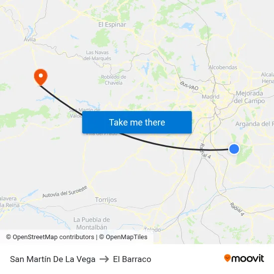 San Martín De La Vega to El Barraco map