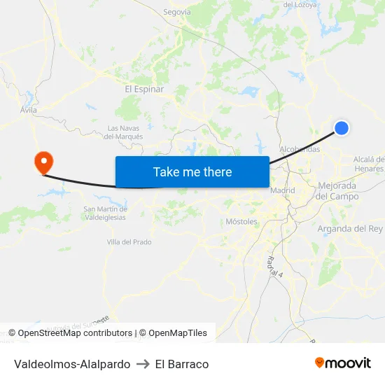 Valdeolmos-Alalpardo to El Barraco map
