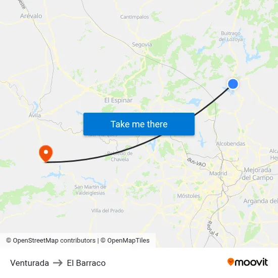 Venturada to El Barraco map