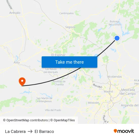 La Cabrera to El Barraco map