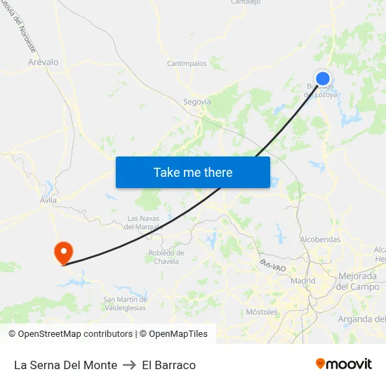 La Serna Del Monte to El Barraco map
