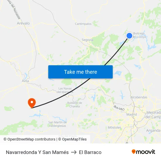 Navarredonda Y San Mamés to El Barraco map