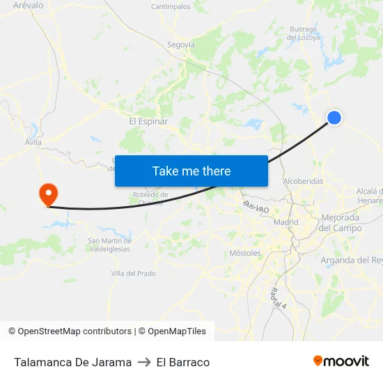Talamanca De Jarama to El Barraco map