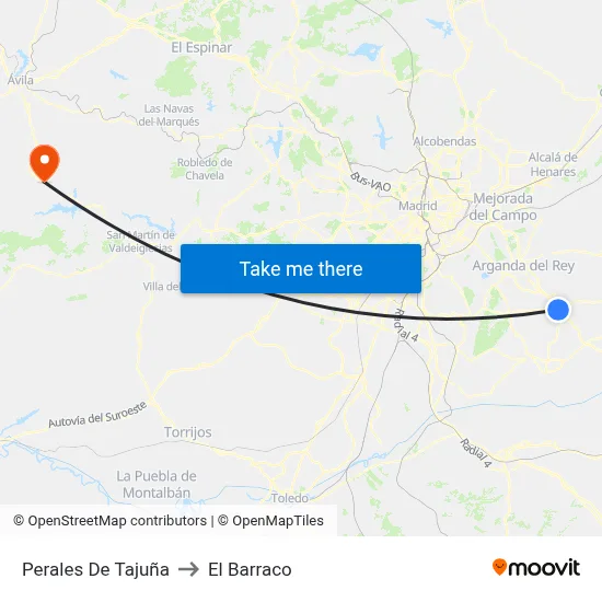 Perales De Tajuña to El Barraco map