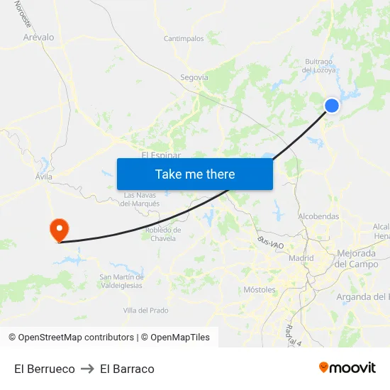 El Berrueco to El Barraco map