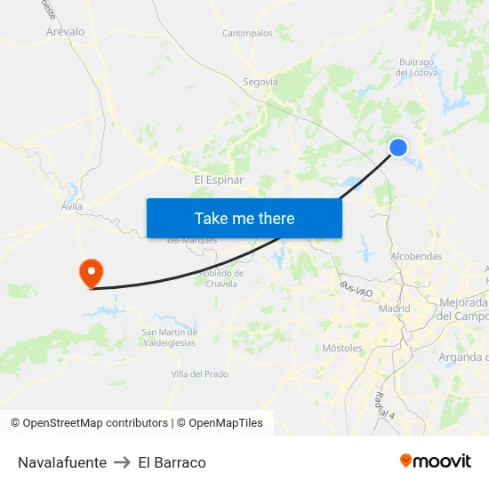 Navalafuente to El Barraco map